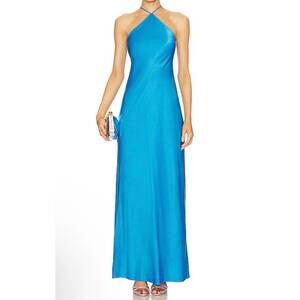 NEW LINE AND DOT seaside midi dress in cerulean